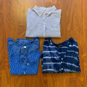 Lot of Three Blue Button Down Tops